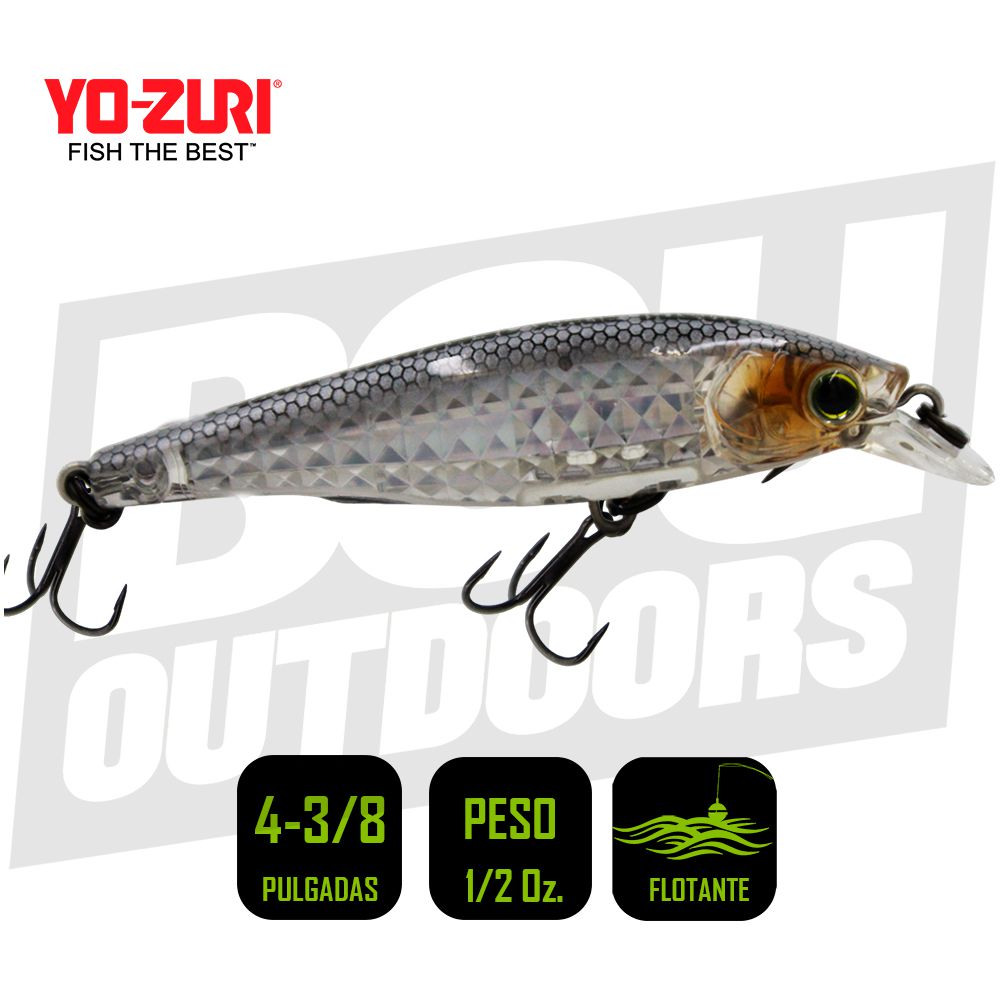 YO-ZURI 3DR-X JERKBAIT SP 80MM 3 1/8 PULG 3/8 OZ PRISM GHOST SHAD R1437-PGSH