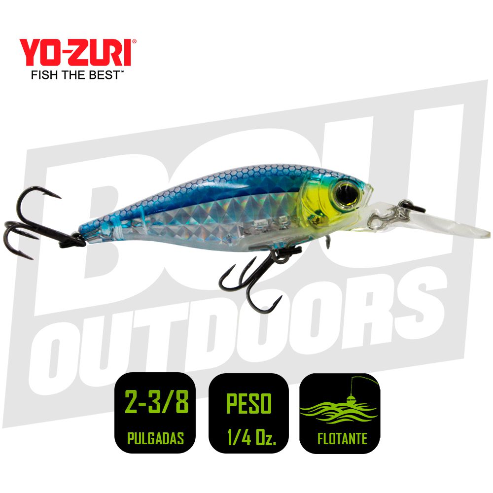 YO-ZURI 3DR-X SHAD SP 60MM  2 3/8 PULG 1/4 OZ PRISM SILVER BLUE R1438-PSB