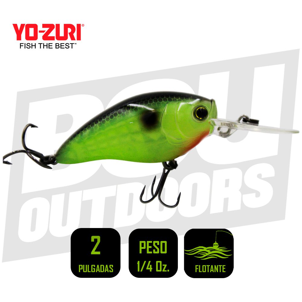 YO-ZURI 3DR-X CRANK MR 50MM 2 PULG 1/4 OZ BLACK BACK CHARTREUSE R1441-BLCL