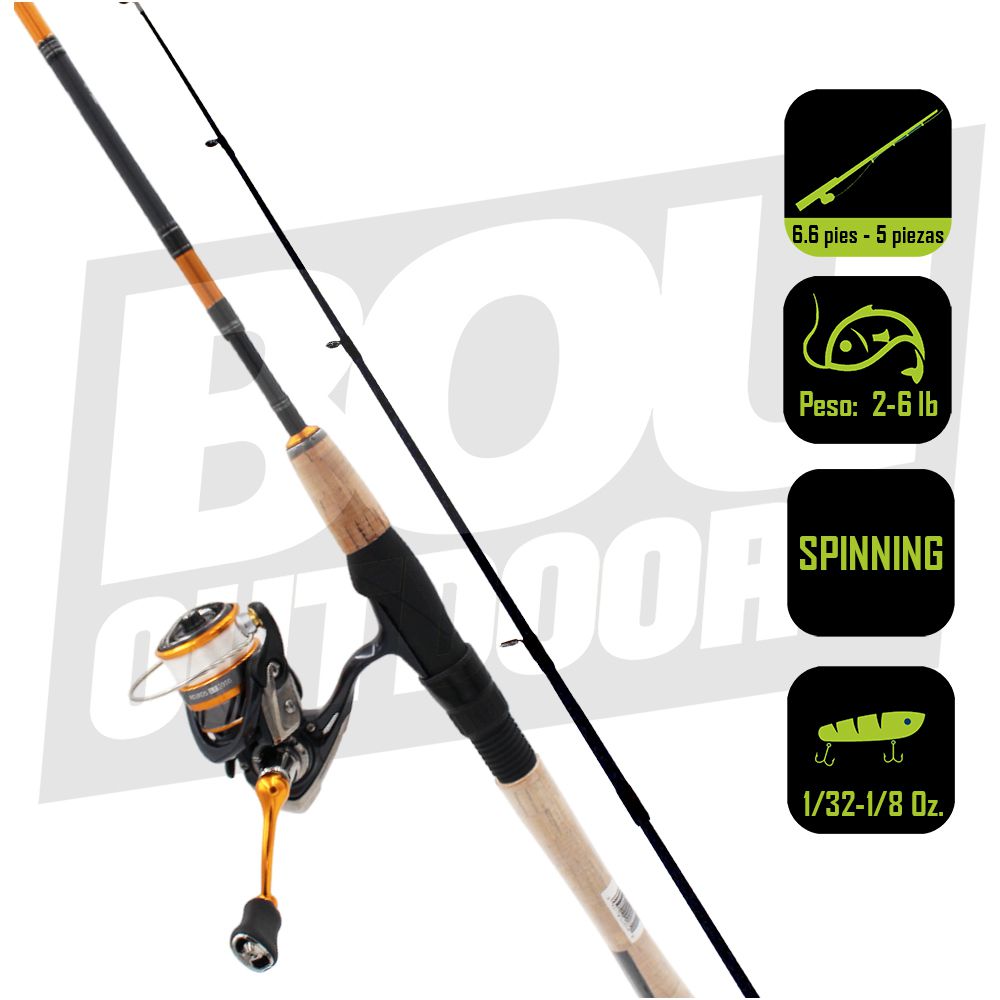 CAÑA PESCA CON CARRETE SPINNING DAIWA REVROS LT 20/6PIE 6PULG REVLT20-4BI/G665UL-6C