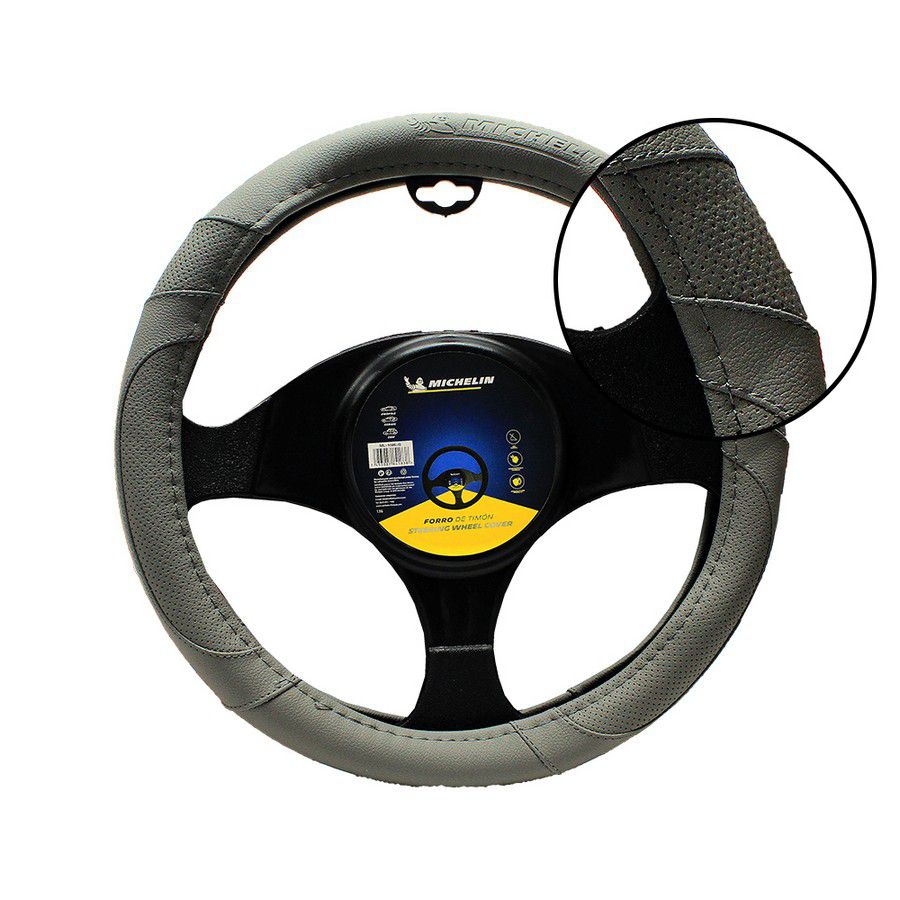 FORRO PARA TIMON AUTO MICHELIN GRIS CUERO ML-1005-G