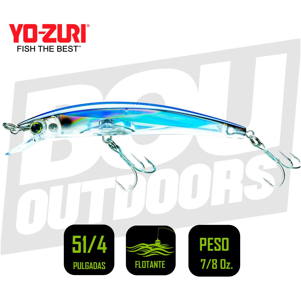 YO-ZURI CRYSTAL MINNOW 3D 5 1/4 PULG 7/8OZ  SILVER BLACK F1150C4