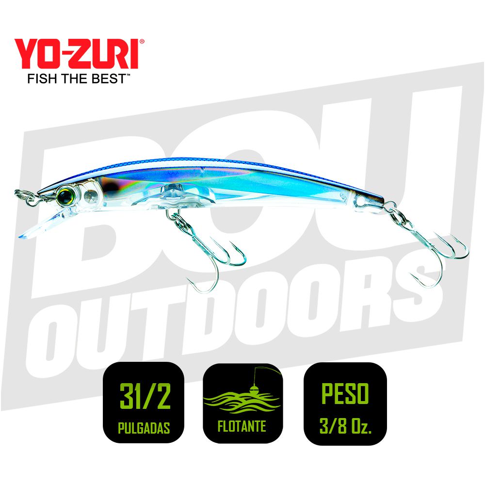 YO-ZURI CRYSTAL MINNOW DEEP DIVER 3 1/2 PULG 3/8OZ RED HEAD R1134HRH