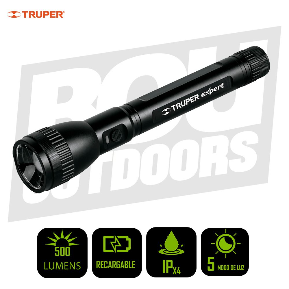 LAMPARA DE MANO ALUMINIO RECARGABLE 500LM TRUPER 16779