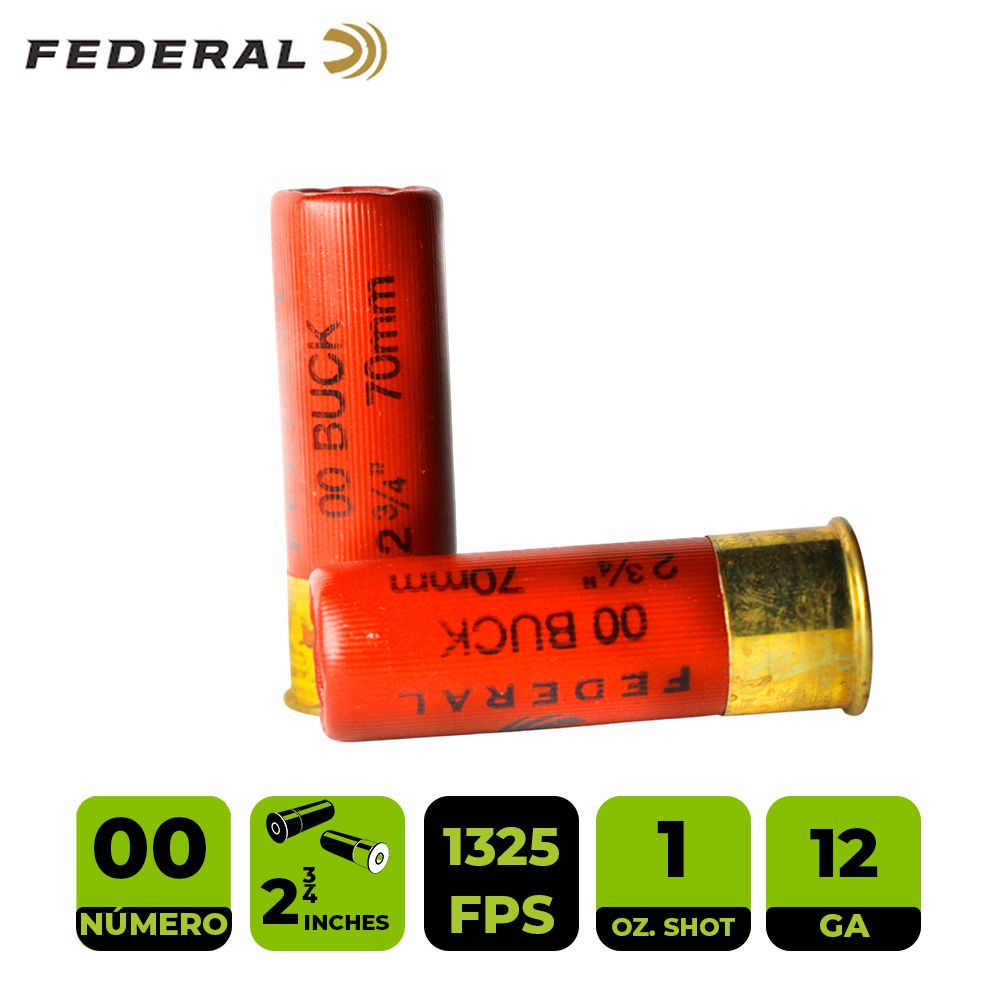 CARTUCHO FEDERAL CAL. 12 No. 00 BASE ALTA