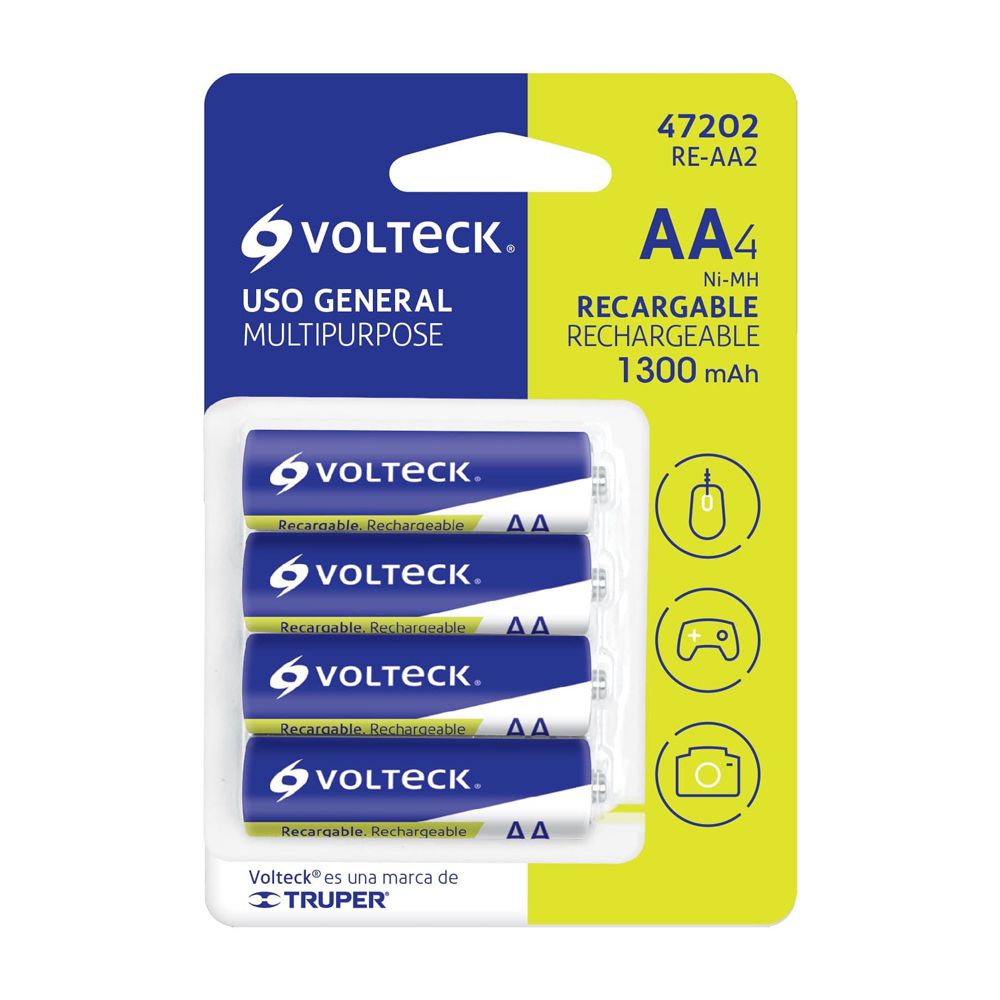 BATERIAS RECARGABLES (4) USO GENERAL AA TRUPER/VOLTECK 47202