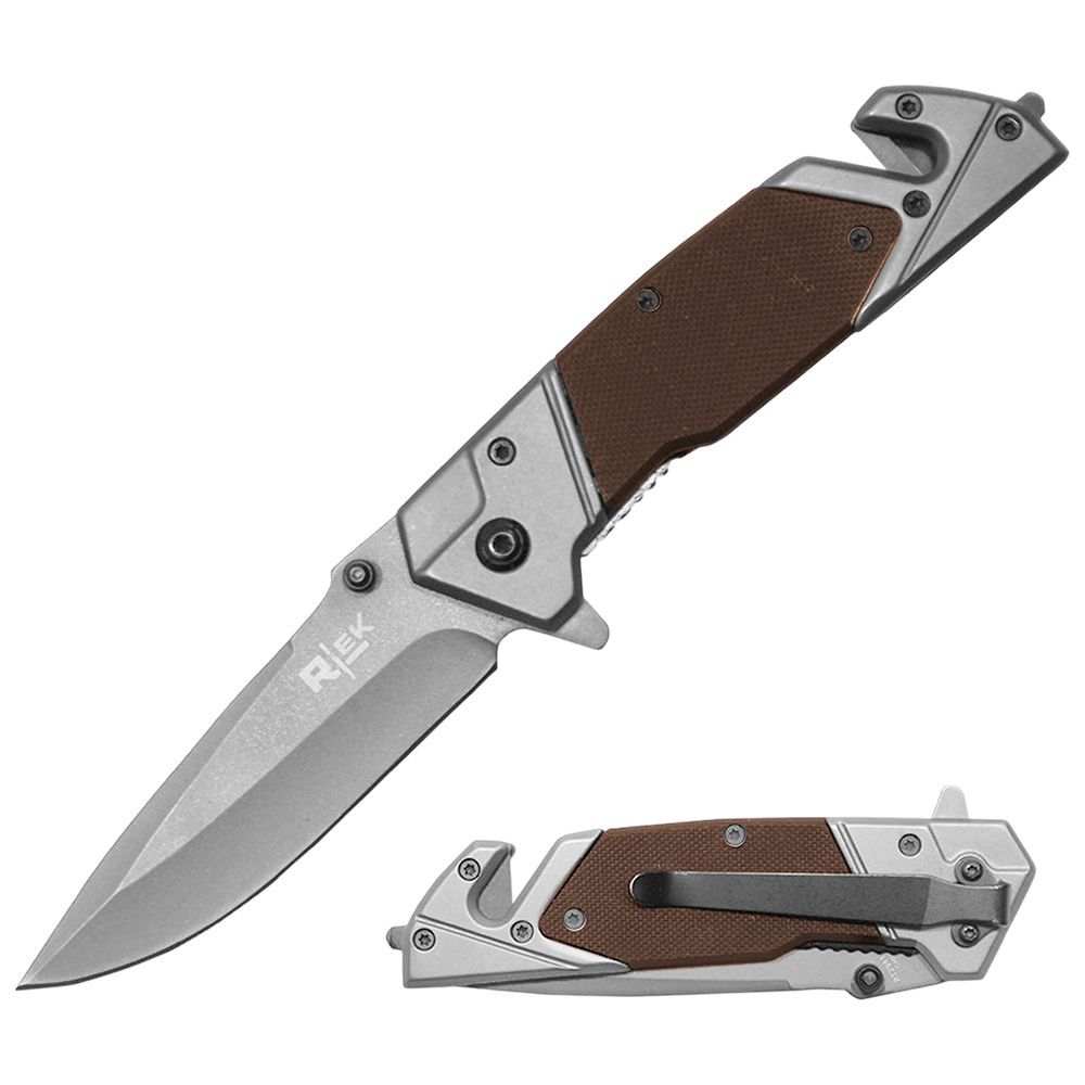 NAVAJA DOBLAR TACTICA 4.75 PULG MANGO/MADERA C/ROMPEVIDRIO &amp; DESTAPADOR RT 2941-WD