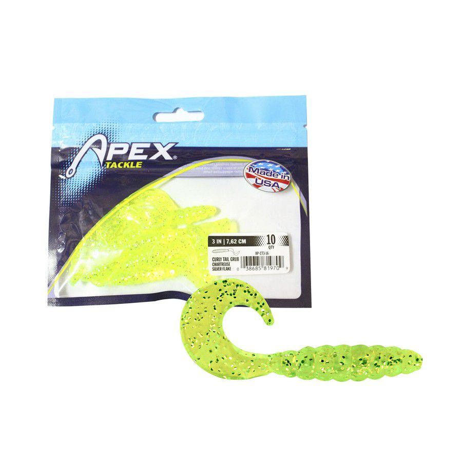 GRUB 2 PULG CURLYTAIL CHT/SILVER FLK AP-CT2-16