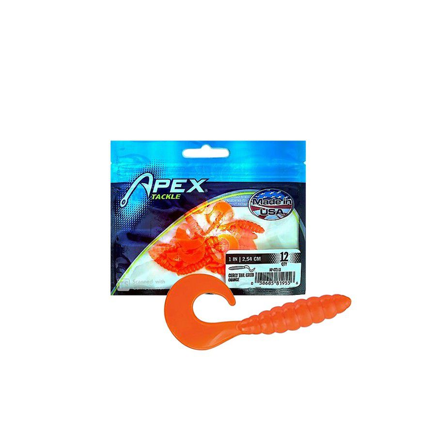 GRUB 2 PULG CURLYTAIL ORANGE AP-CT2-11