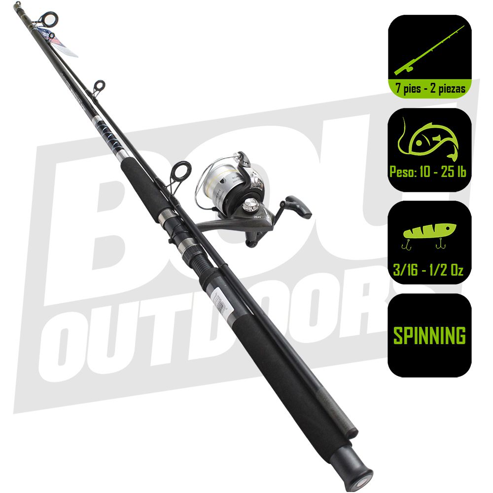CAÑA PESCA C/CARRETE SURF SPINNING SEA STRIKER 7 PIES 2 PZAS ST5070