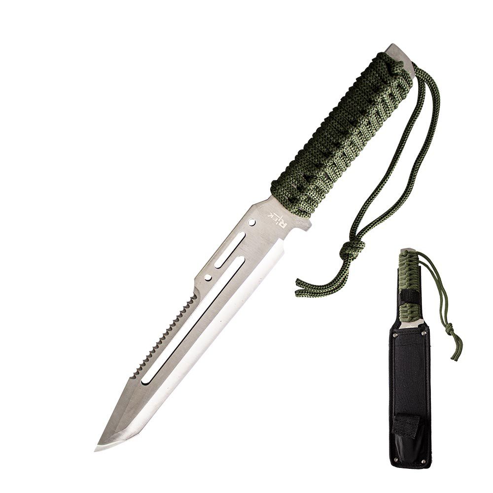CUCHILLO COMBATE SILVER CON FUNDA-AFILADOR 14PULG HK 7130-140S