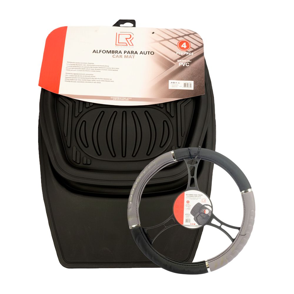 ALFOMBRA CAUCHO NEGRO 4PCS + FORRO P/TIMON LF-16034-KIT
