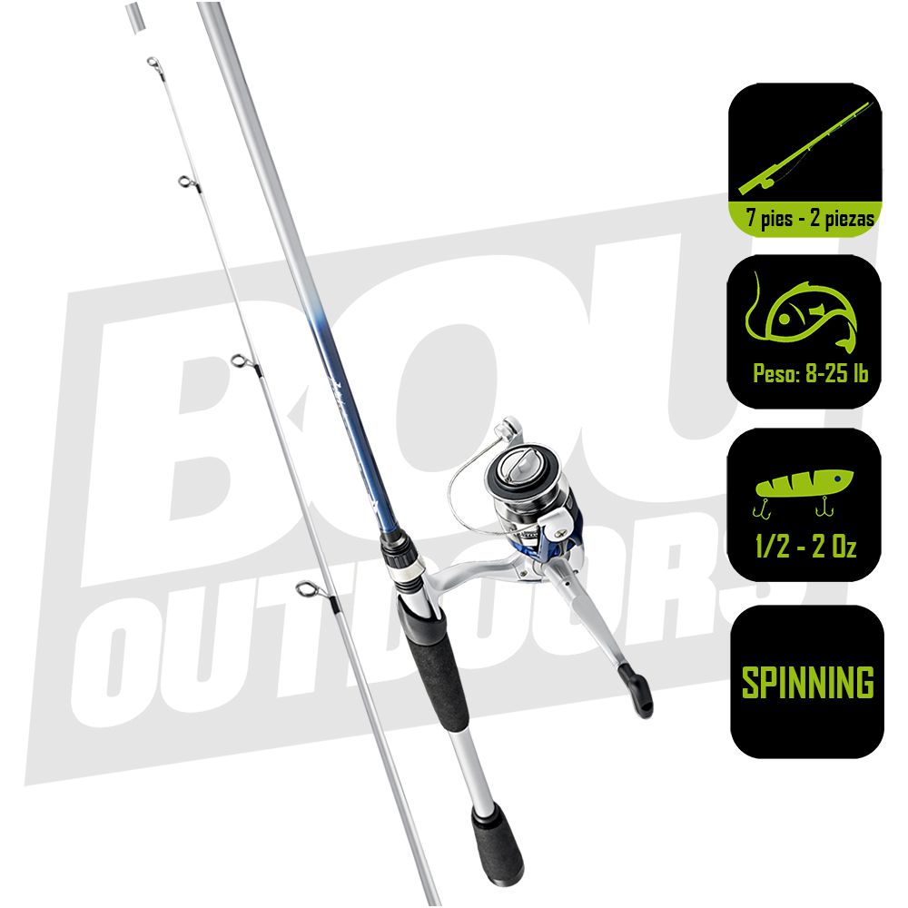CAÑA PESCA  CON CARRETE  SPINNING SOUTH BEND 7 PIES TS240/702MHS