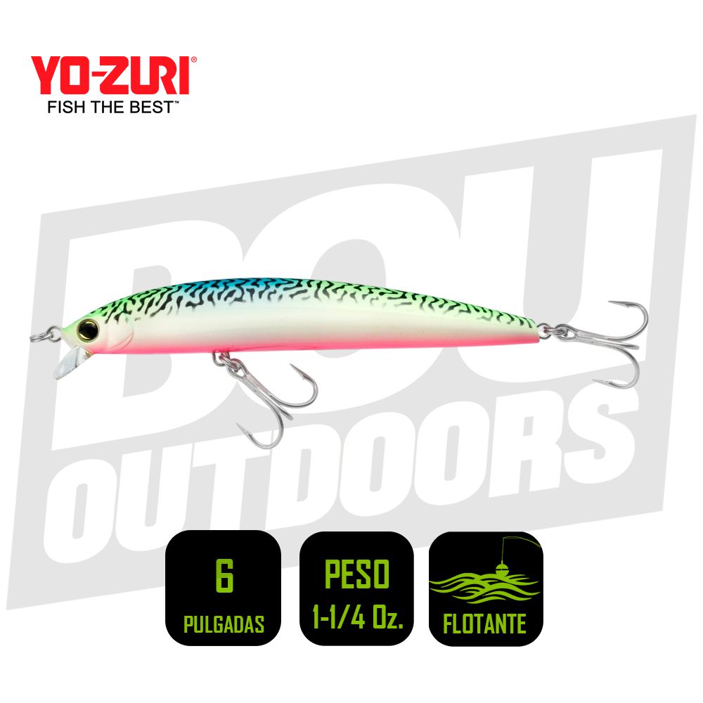 YO-ZURI HYDRO MINNOW LC 6 PULG 1 1/4OZ WACKY MACKEREL R1322WM