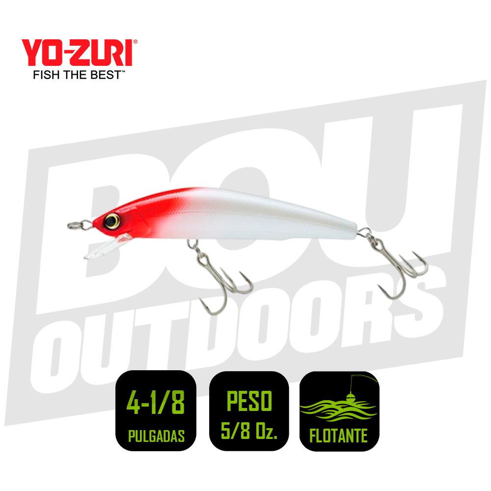YO-ZURI MAG MINNOW 4 1/8 PULG 5/8OZ PEARL RED HEAD R1532PRH
