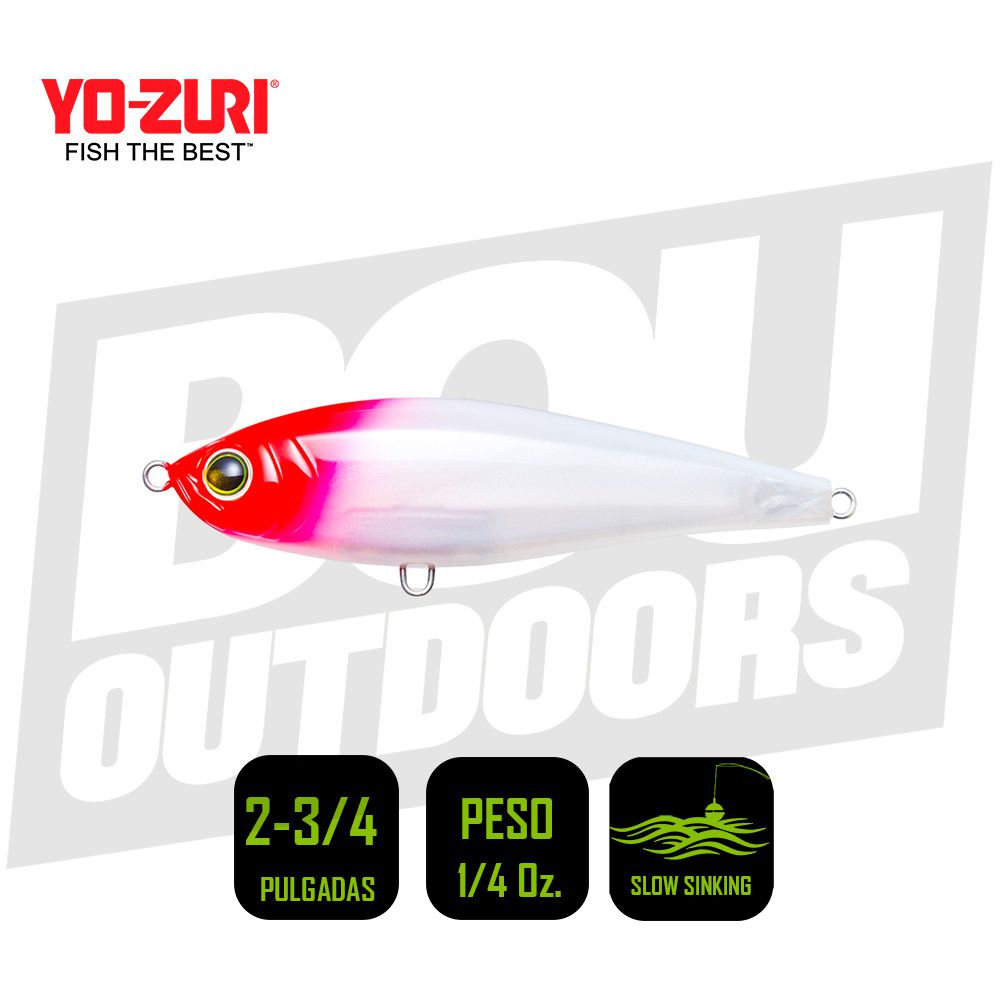YO-ZURI INSHORE TWITCHBAIT 2 3/4 PULG 1/4OZ PEARL RED HEAD R1207PLC5