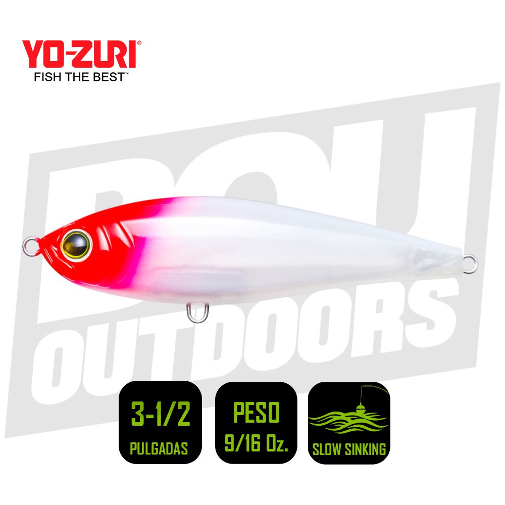 YO-ZURI INSHORE TWITCHBAIT 3 1/2 PULG 9/16OZ PEARL RED HEAD R1208PLC5