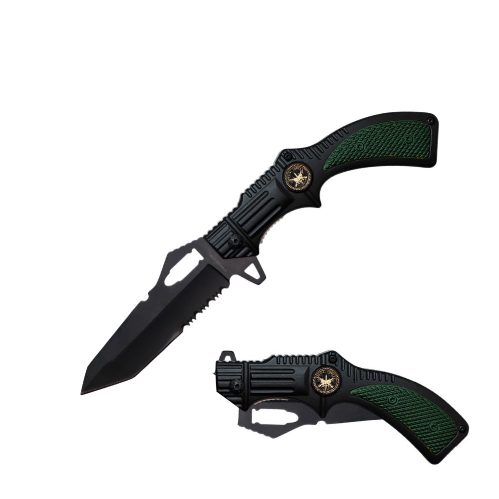 NAVAJA DOBLAR GREEN FORMA DE PISTOLA 5PULG KN 1478-GN