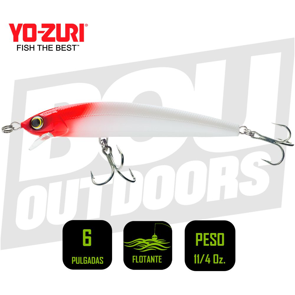 YO-ZURI HYDRO MINNOW LC 6 PULG 1 1/4OZ PEARL RED HEAD R1322PRH