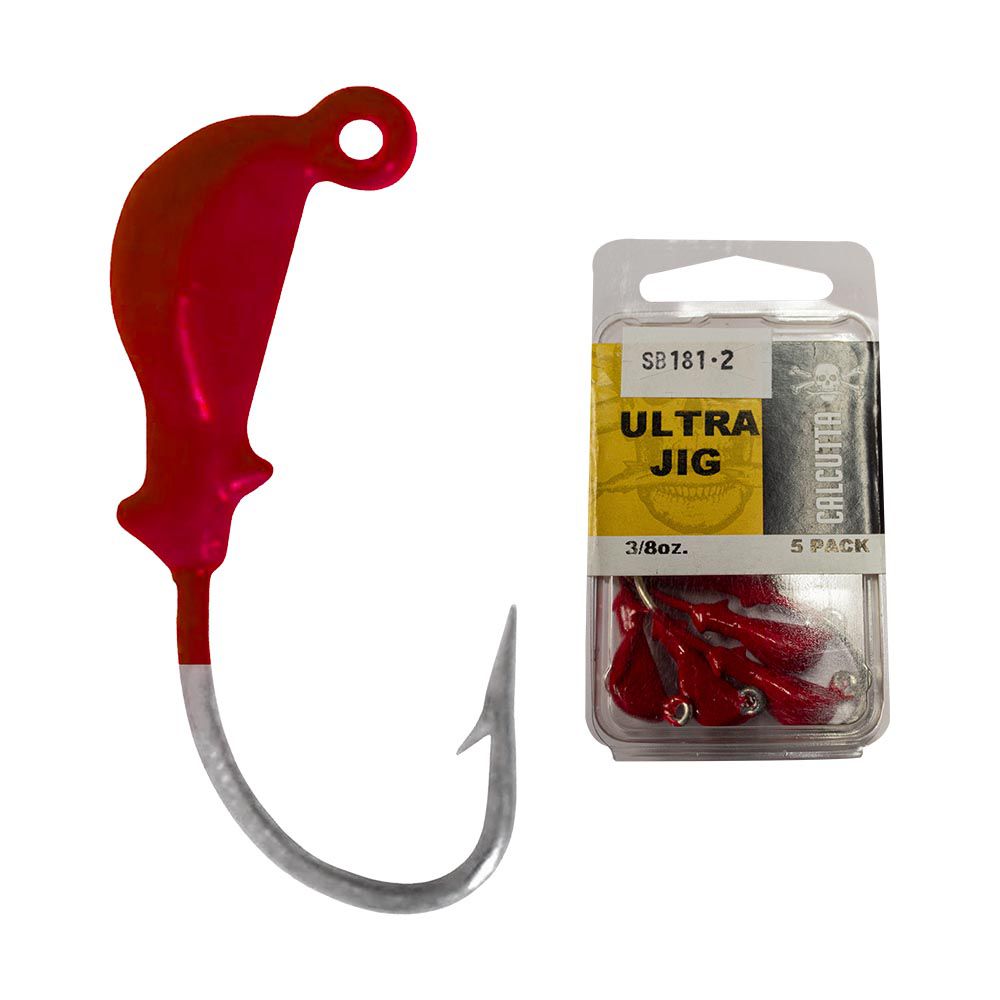 ULTRA JIGHEAD 3/ 8 OZ 4/0 HOOK RED 5/PACK CALCUTTA CUJH4038-9