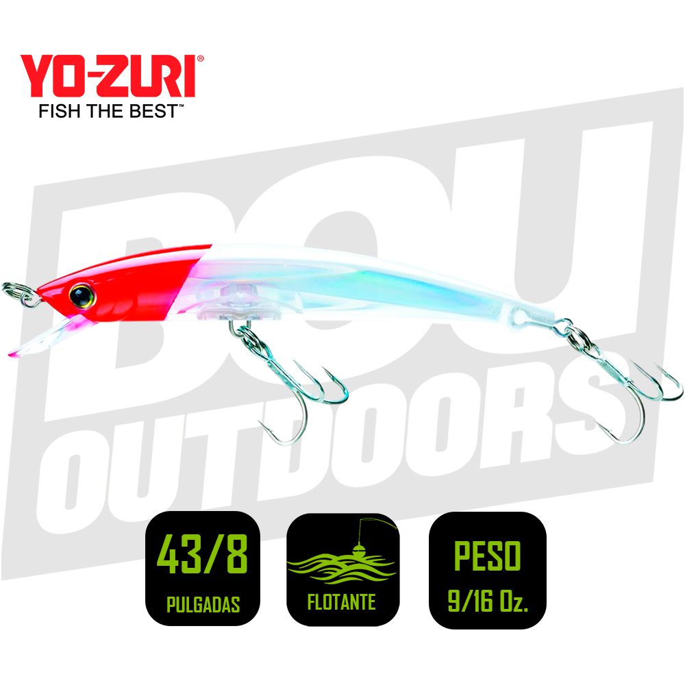 YO-ZURI CRYSTAL 3D MINNOW 4 3/8 PULG 9/16OZ RED HEAD F1149C5