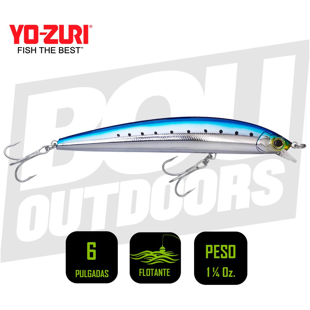 YO-ZURI HYDRO MINNOW LC 6 PULG 1 1/4OZ PEARL SARDINE R1322HIW
