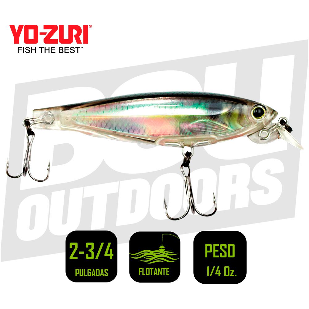 YO-ZURI CRYSTAL MINNOW SUSPENDING 2-3/4 PULG 1/4 OZ BLACK SILVER F1135HBS
