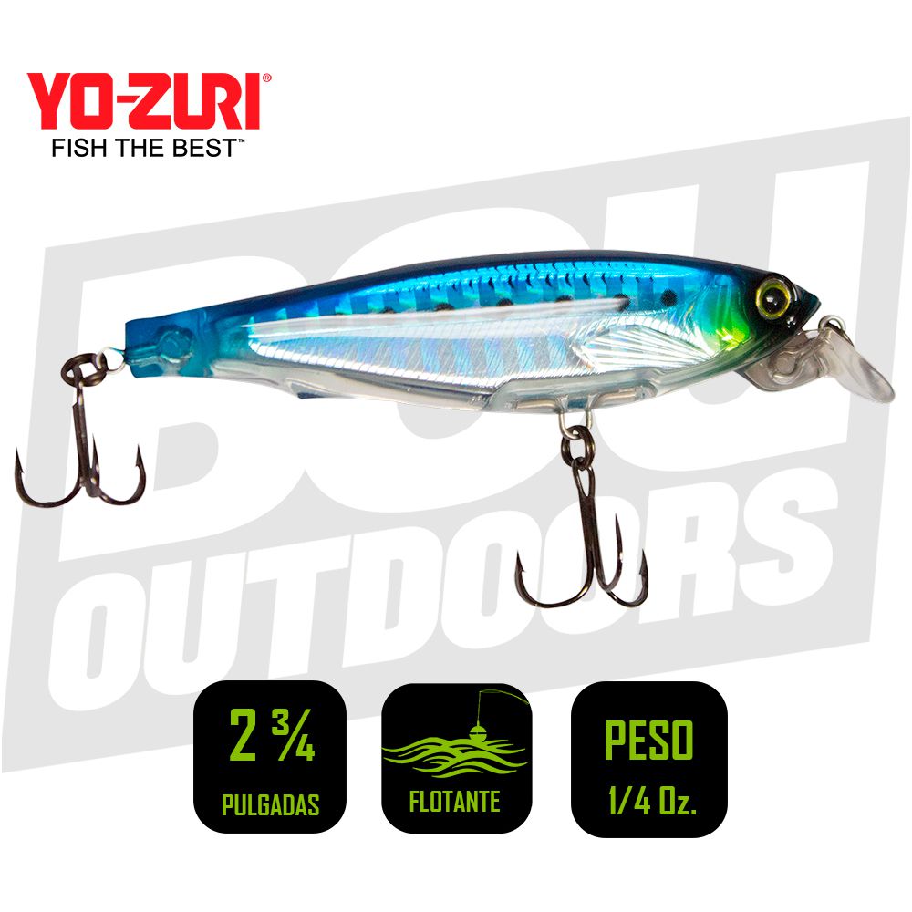 YO-ZURI CRYSTAL MINNOW SUSPENDING 2-3/4 PULG 1/4 OZ SARDINE F1135HIW
