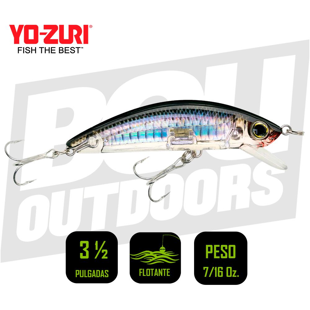 YO-ZURI INSHORE MINNOW FLOATING 3 1/2 PULG 7/16OZ  BLACK SILVER R1212C4