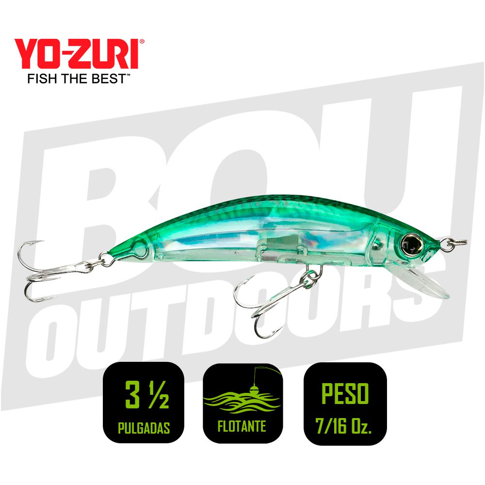 YO-ZURI 3D INSHORE MINNOW FLOATING 3 1/2 PULG 7/16OZ  GREEN MACK R1212HGM