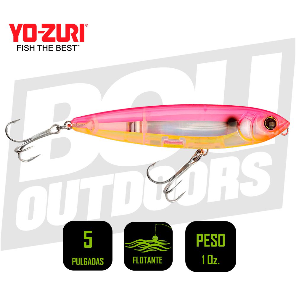 YO-ZURI INSHORE TOPKNOCK PENCIL 5 PULG 1OZ 3D REAL PNK SILV CHART R1369PSCL