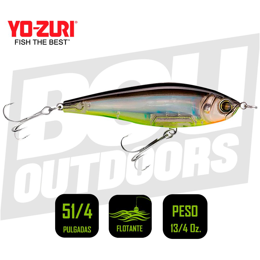 YO-ZURI INSHORE TWITCHBAIT 5 1/4 PULG 1 3/4OZ BLACK SILVER R1349BSCL