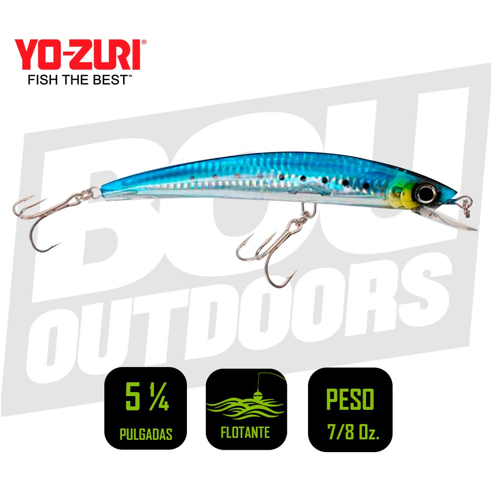 YO-ZURI CRYSTAL MINNOW 3D 5 1/4 PULG 7/8OZ SARDINE F1150GHIW