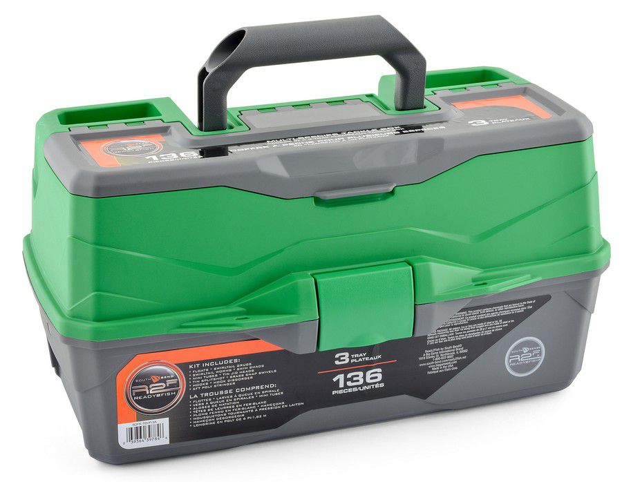CAJA PARA  PESCA 3 PISOS + KIT PESCA 136 PCS R2FK-TBVP-3A