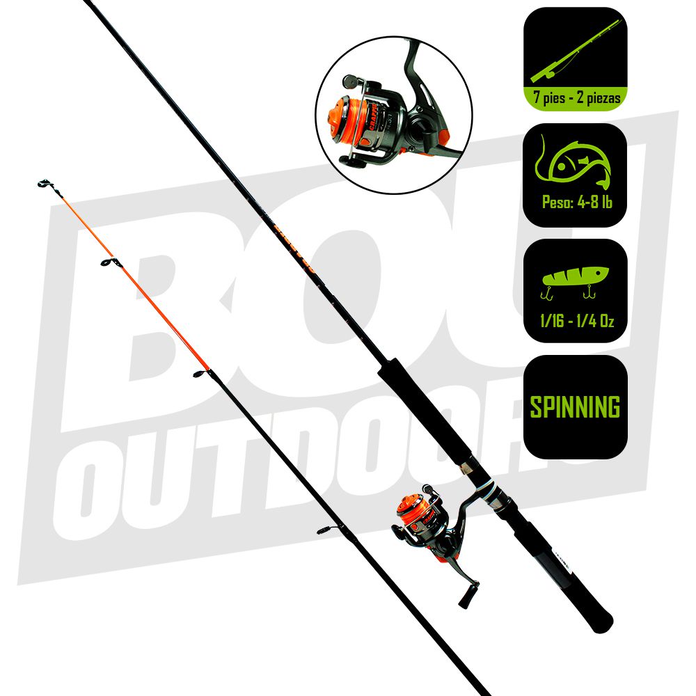 CAÑA PESCA  CON CARRETE  SPINNING ZEBCO 7 PIES CRFUL702LA.NS4