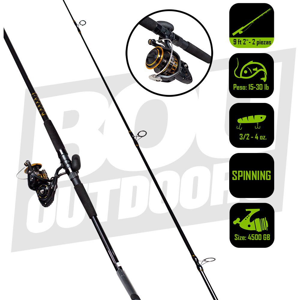 CAÑA PESCA CON CARRETE  SPINNING DAIWA SW BG 45/9 BG4500/902MH