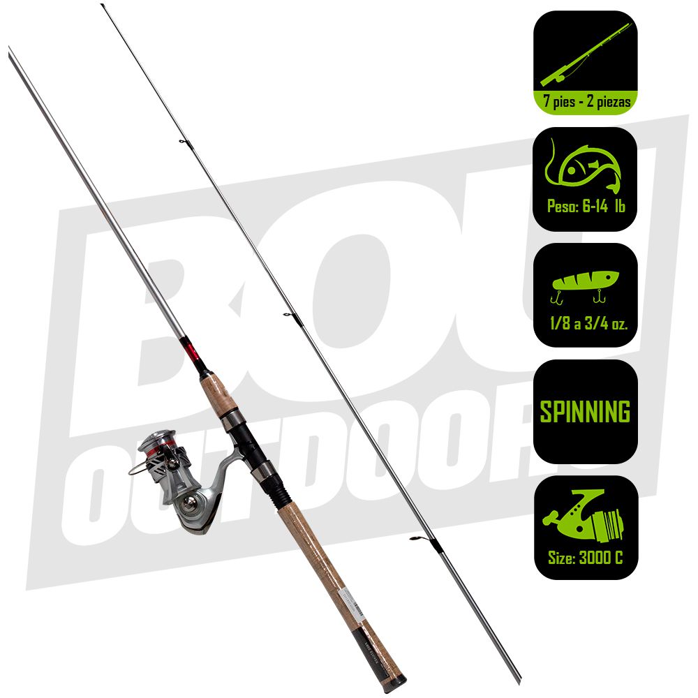 CAÑA PESCA CON CARRETE SPINNING DAIWA CROSSFIRE LT 30/7 CFLT30G702M