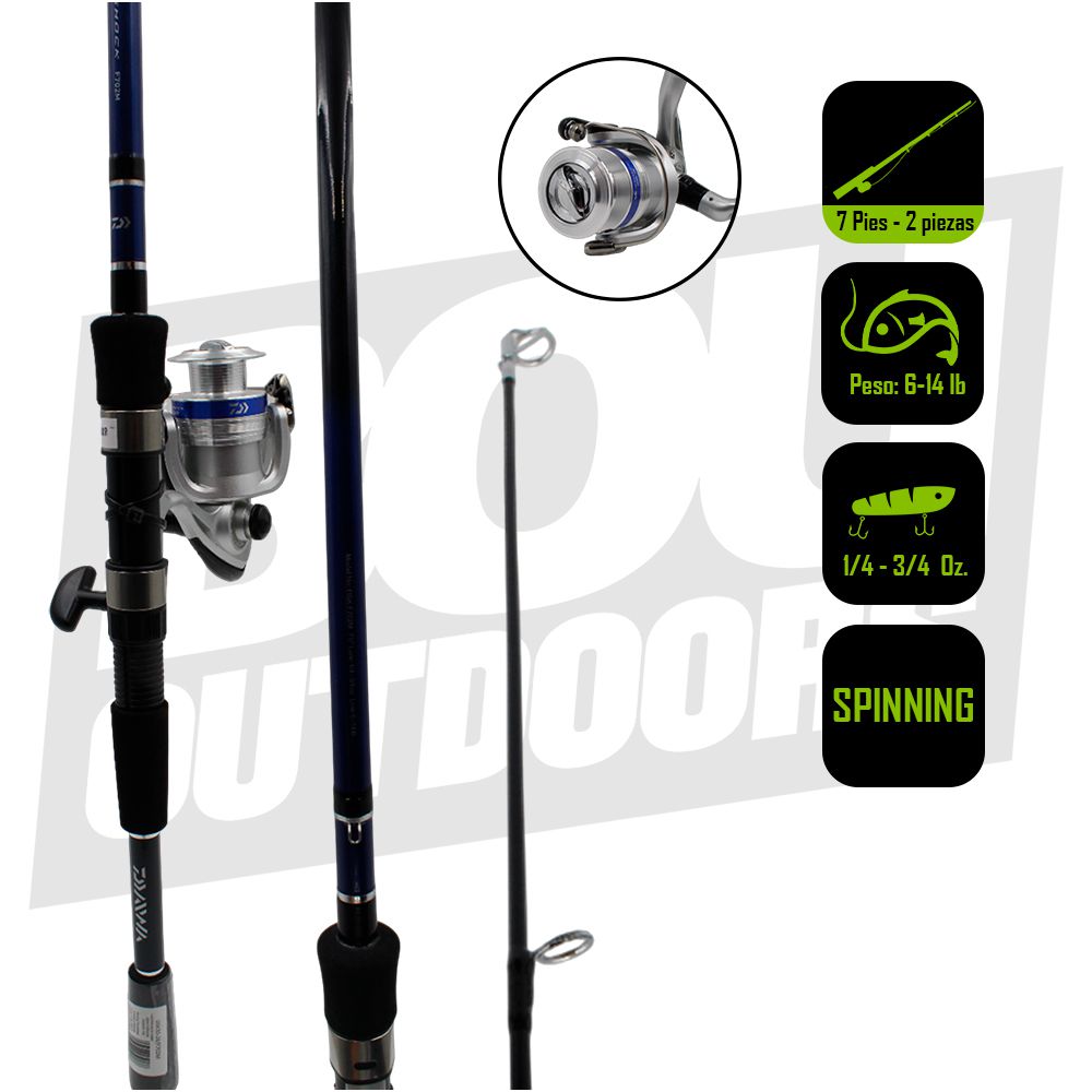 CAÑA PESCA CON CARRETE SPINNING DAIWA D-SHOCK 30/7 DSK30-2B/F702M