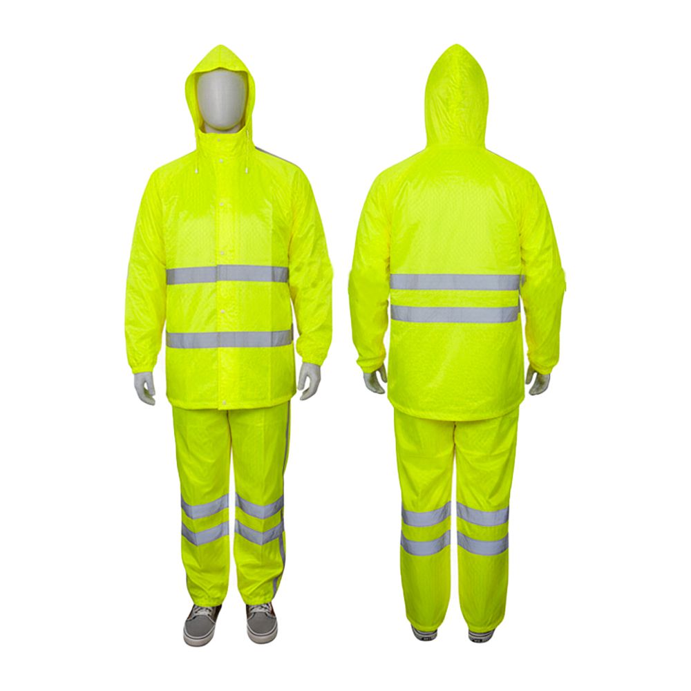 CAPA DE HULE 2 PZ. VERDE FLUORESCENTE CON BANDA REFLECT (7) A162-CY2015 XXL