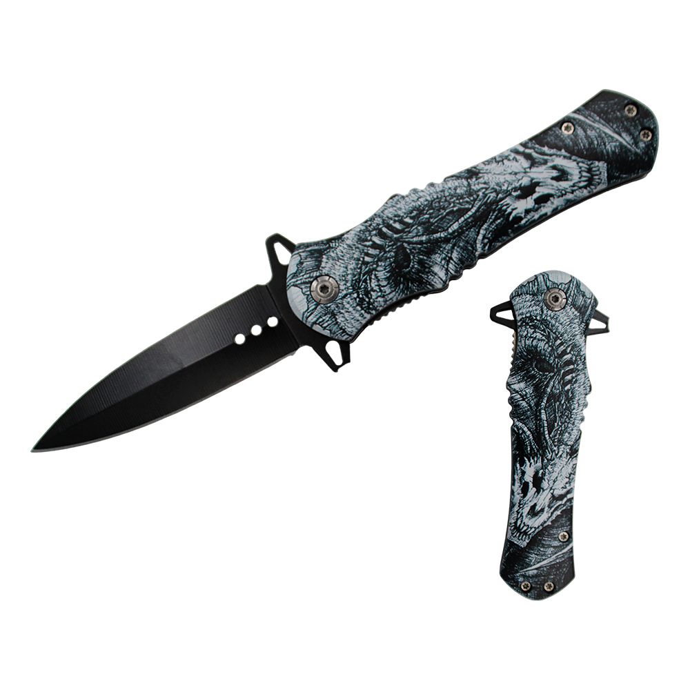 NAVAJA DOBLAR DRAGON DESIGN HANDLE 4.6 PULG C/CLIP KS 1204-DG2