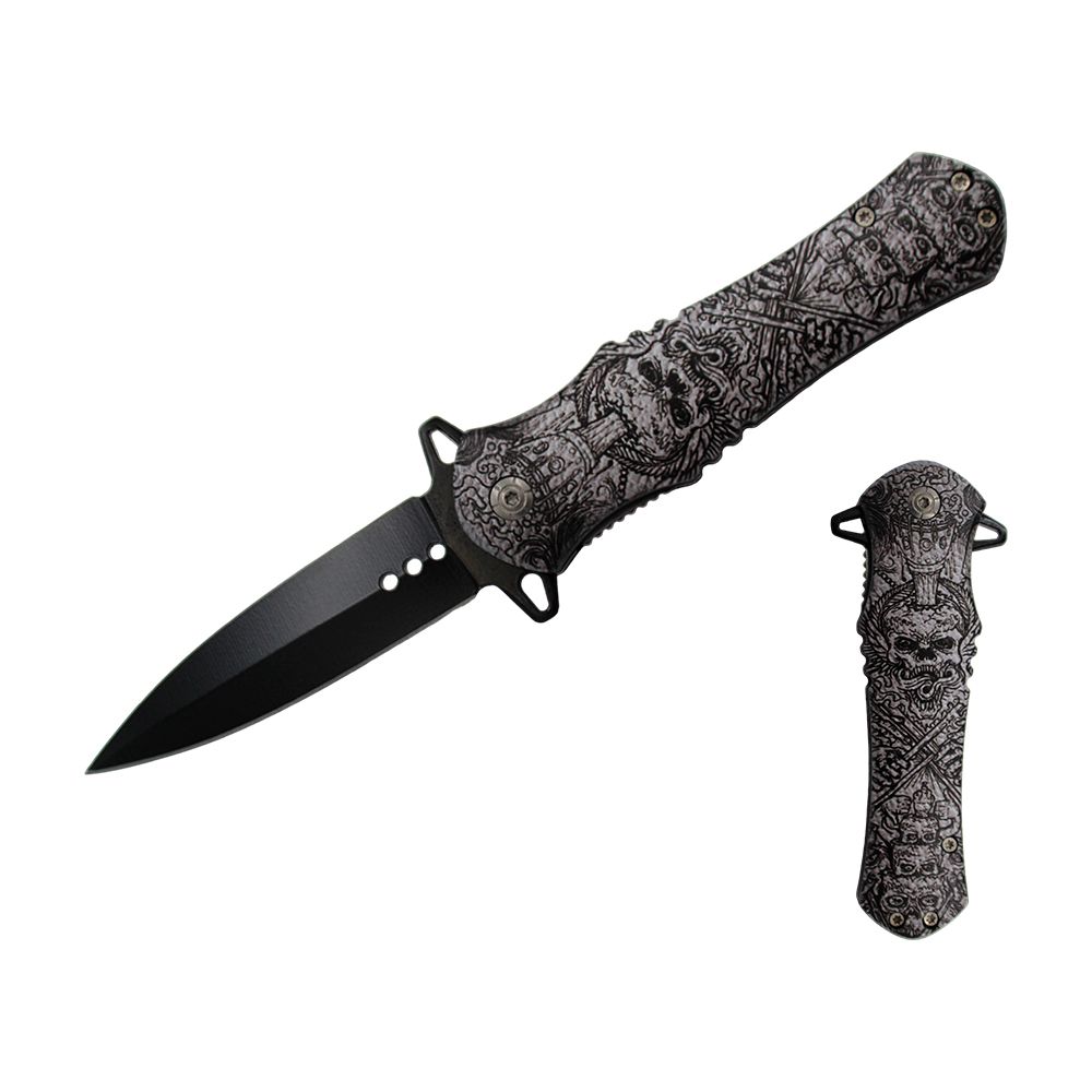 NAVAJA DOBLAR SKULL DESIGN HANDLE 4.6 PULG CON CLIP KS 1204-DG2