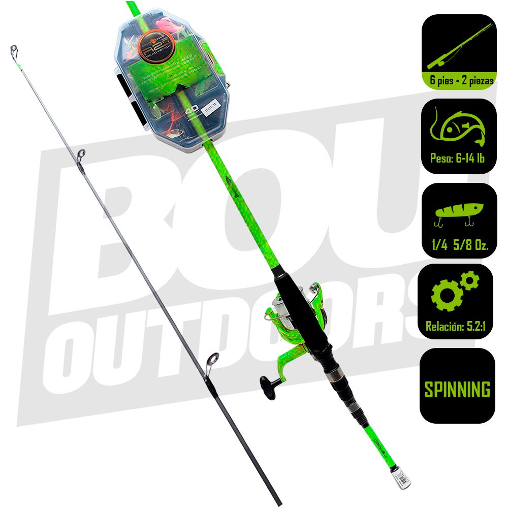 CAÑA PESCA C/CARRETE SPINNING 6 PIES 6 PULG R2FISH R2F4-BA/S