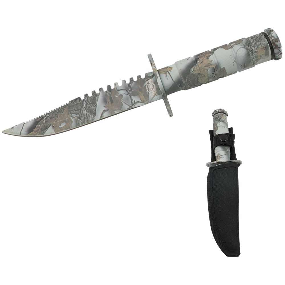 CUCHILLO SOBREVIVENCIA 8.5 PULG ARBOL CAMO CON FUNDA DE NYLON RT 9009-SC