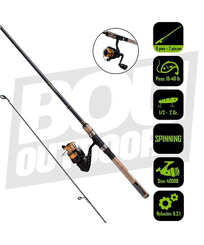 CAÑA PESCA C/CARRETE SPINNING DAIWA D-SHOCK 40/8 DSK40-B/F802H