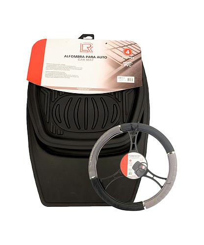 ALFOMBRA CAUCHO NEGRO 4PCS + FORRO P/TIMON LF-16034-KIT