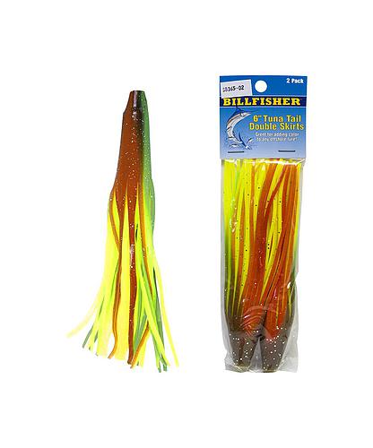 TUNA TAIL SKIRT BILLFISHER TT62-CGO 6 PULG CHT/GRN/ORG/SIL (2PK)