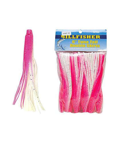TUNA TAIL SKIRT BILLFISHER 6 PULG PINK/WHITE/SILVER FLAKE 10/PACK