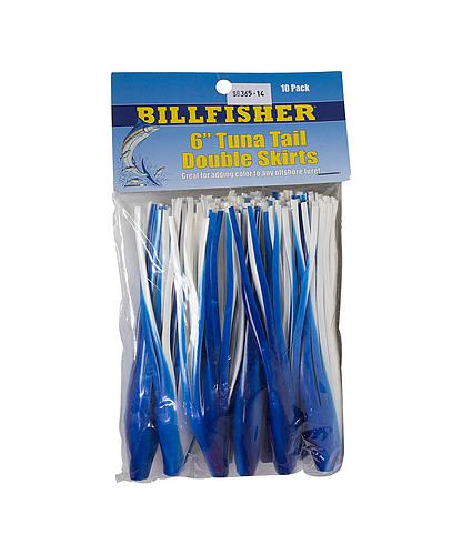TUNA TAIL SKIRT BILLFISHER 6 PULG BLUE/WHITE 10/PACK TT610-BW