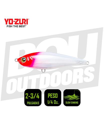 YO-ZURI INSHORE TWITCHBAIT 2 3/4 PULG 1/4OZ PEARL RED HEAD R1207PLC5