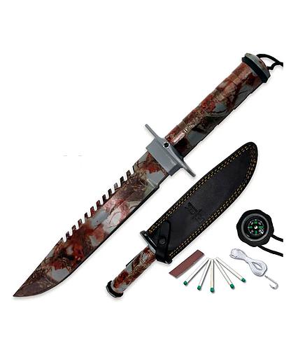 CUCHILLO DE SOBREVIVENCIA KIT BRUJULA Y CORDEL RTEK BLACK 14PULG RT 2006-GRC